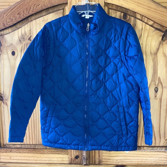 Boys Lands End blue down puffer long sleeve vest / coat size M (10/12) - Picture 1 of 7